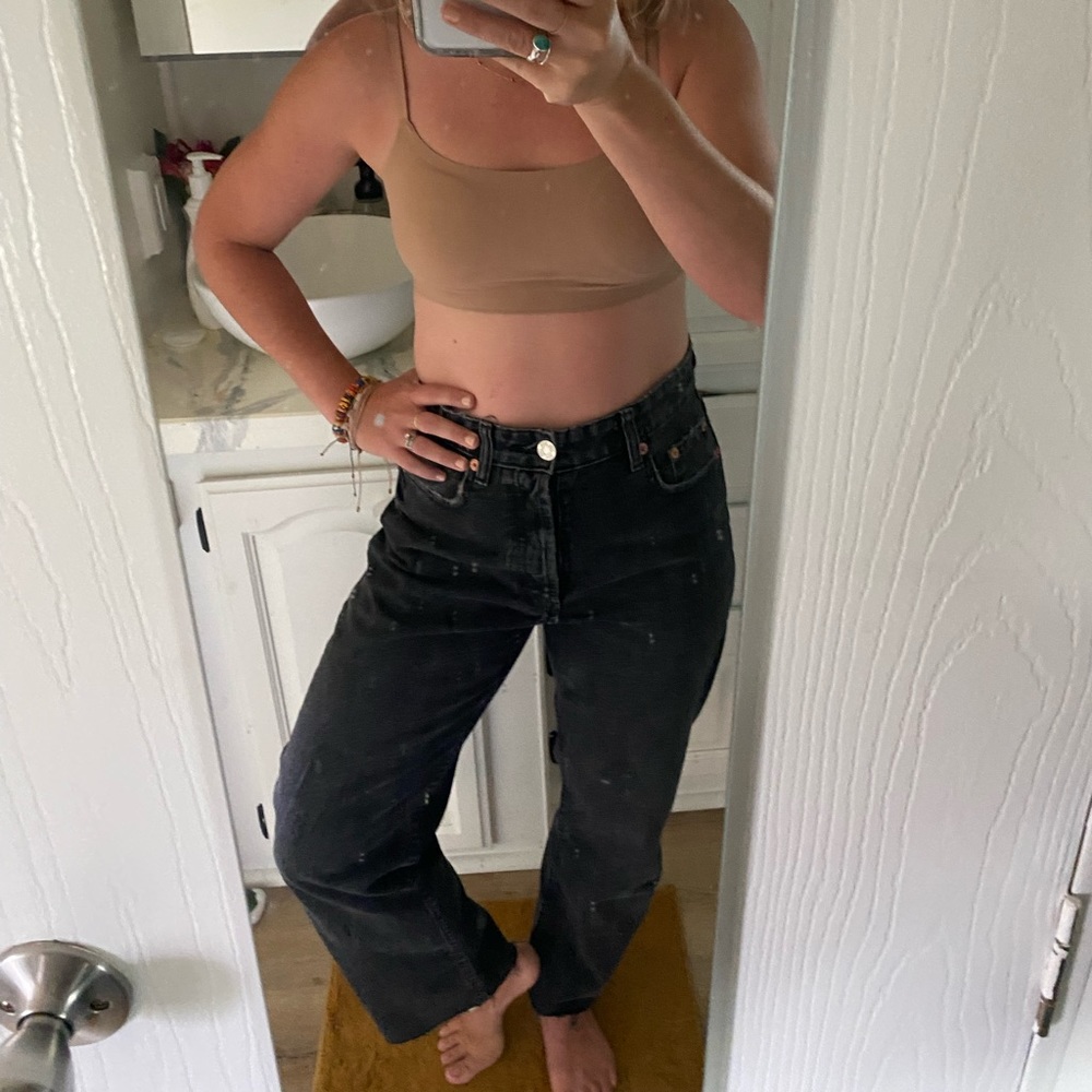 Zara straight leg high waisted jeans